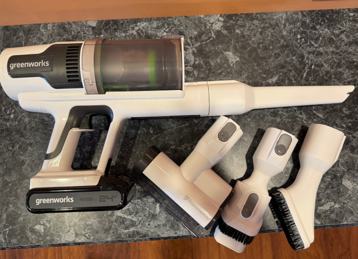Greenworks cordless vacuum in pieces