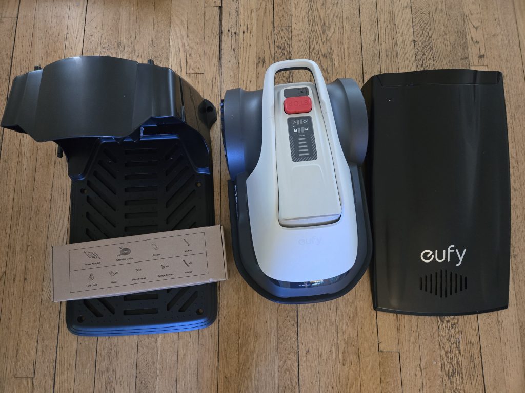 Eufy E15 robot lawn mower box contents