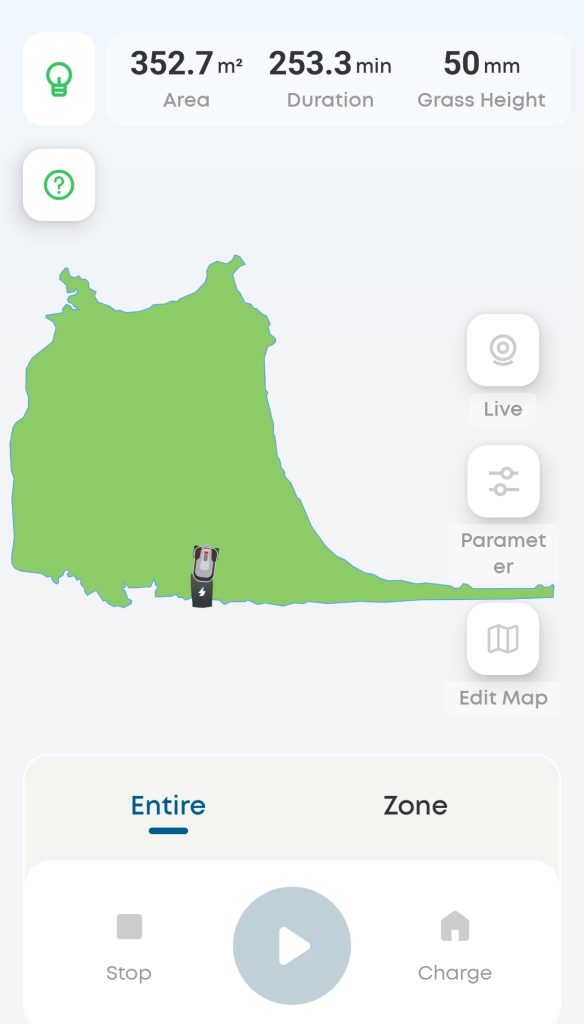 Eufy E15 robot lawn mower app view