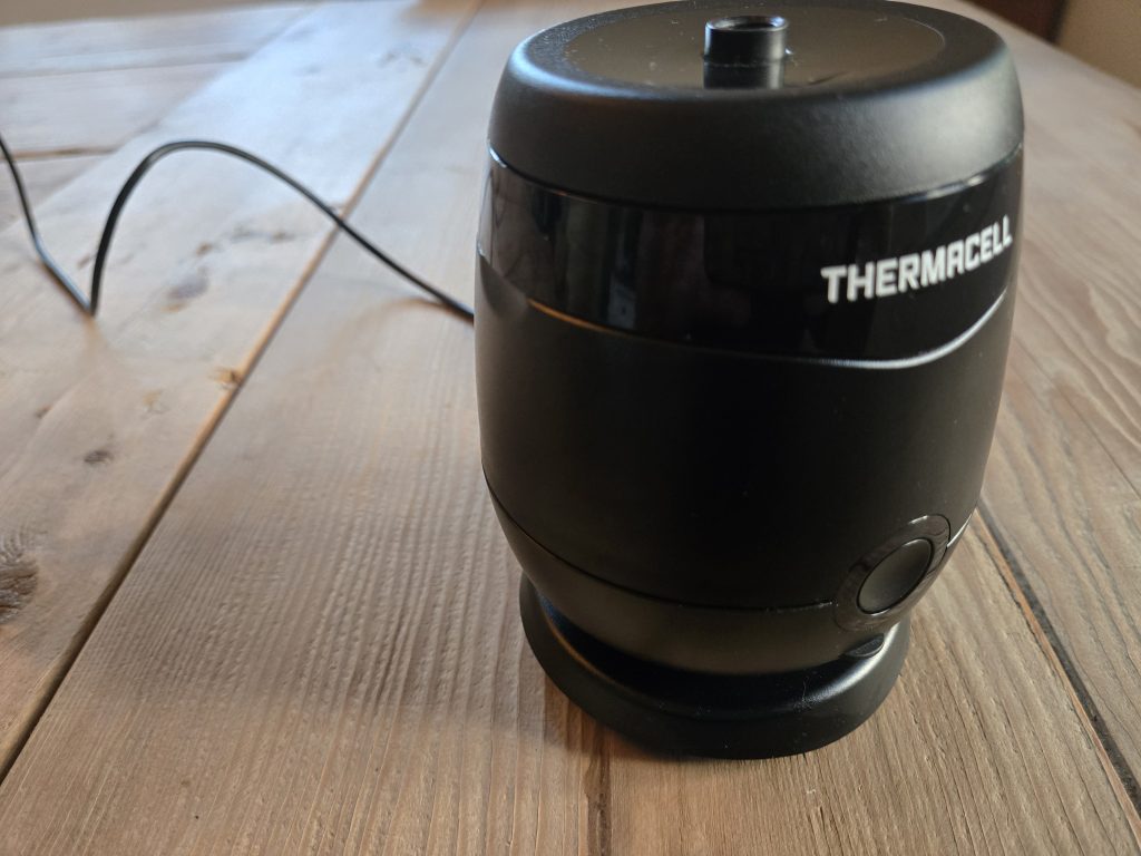 Thermacell E65 rechargeable mosquito repeller on charging dock