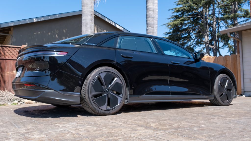 Rear and side of the Lucid Air Touring