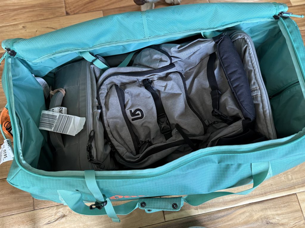 Inside the Black Hole Wheeled Duffel 100L bag.